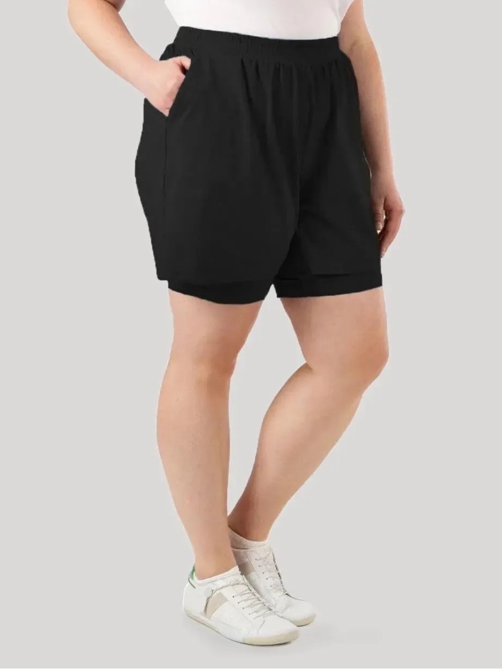 JunoActive QuikWik Lite Dual Layer Short, Black, 2X